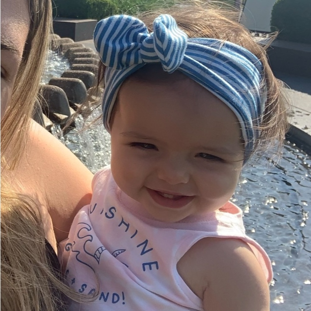 Pink and Blue Baby Outfit with Headband